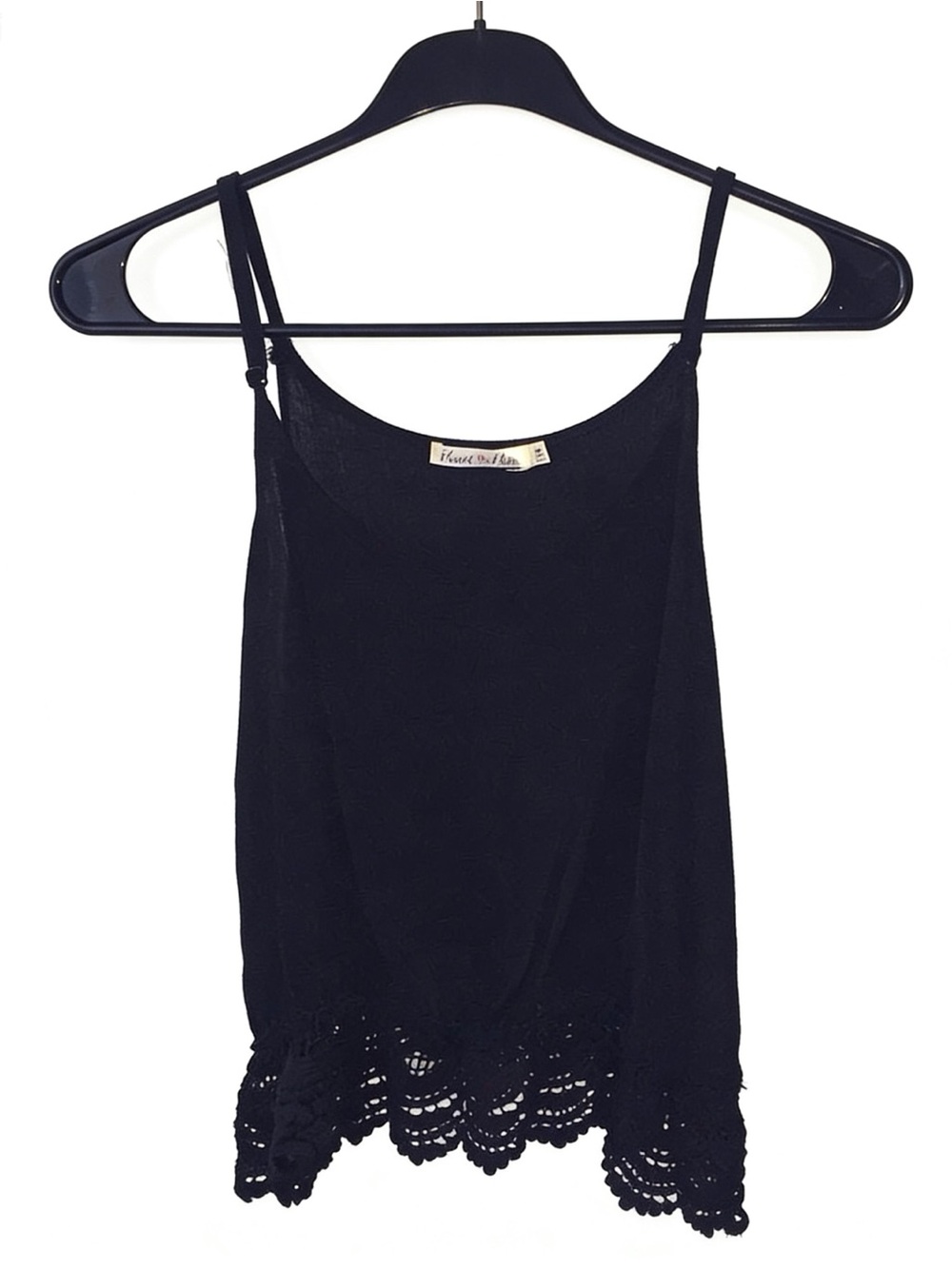 Heart & Hips Black Crochet-Hem Tank Top
